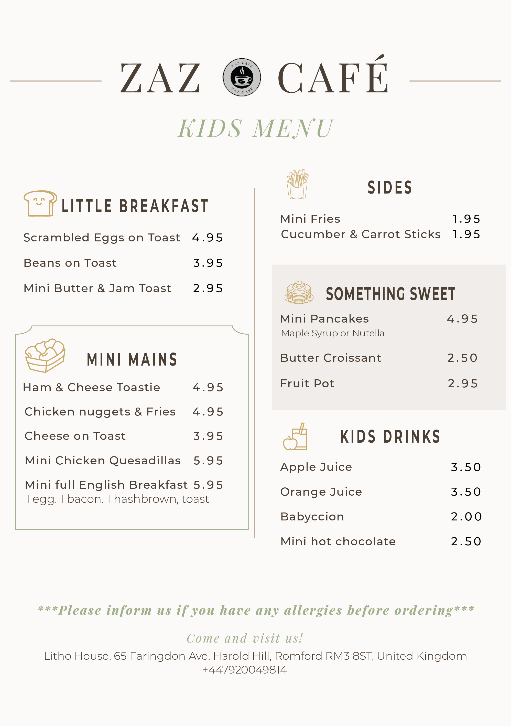 ZAZ Cafe menu page 4