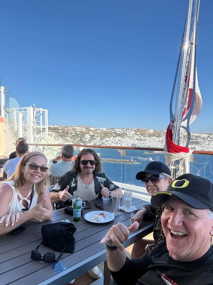 Magic at dinner on the water in Santorini