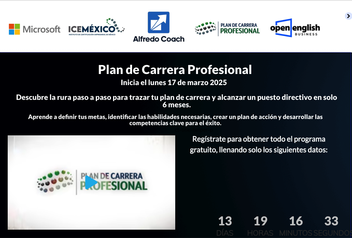 Plan de Carrera Profesional- AlfredoCoach | Inicio