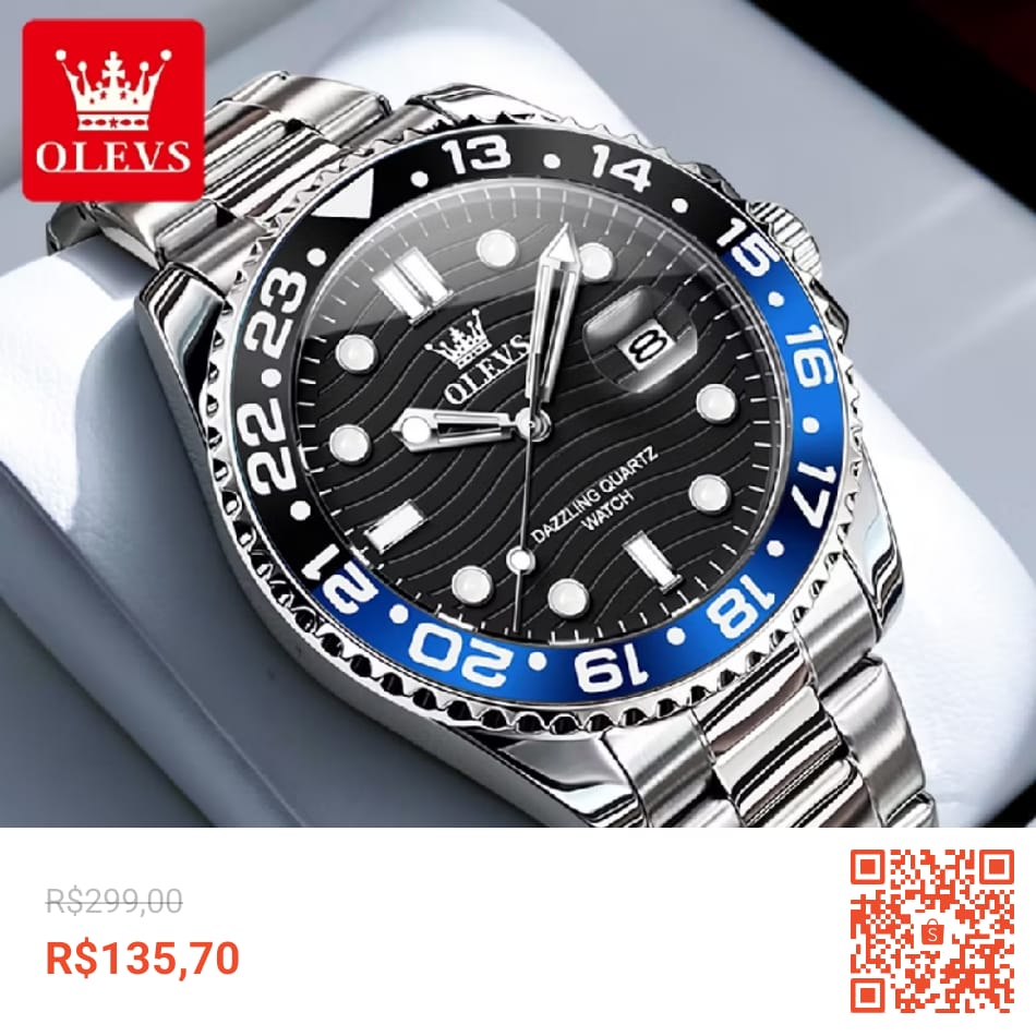 OLEVS 3610 BATMAN (homenagem ROL3X GMT MASTER II BATMAN)
