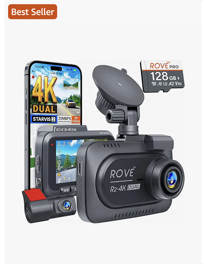 ROVE R2-4K DUAL Dash Cam Front and Rear