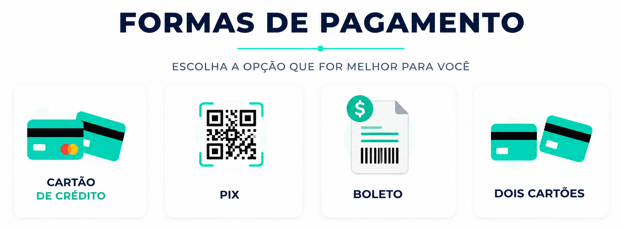 Formas de pagamento: Cartão de crédito, PIX, Boleto, 2 cartões
