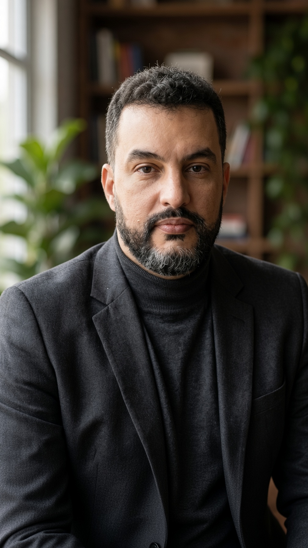 Thiago Arabi - Psicólogo Clínico, em um ambiente de consultório elegante.