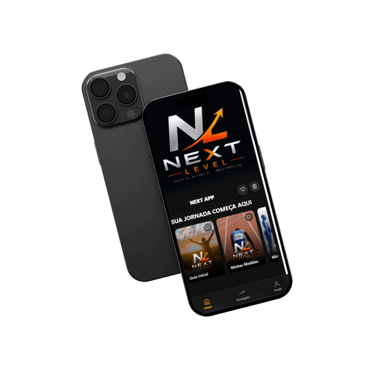 NEXT APP exibido em um celular